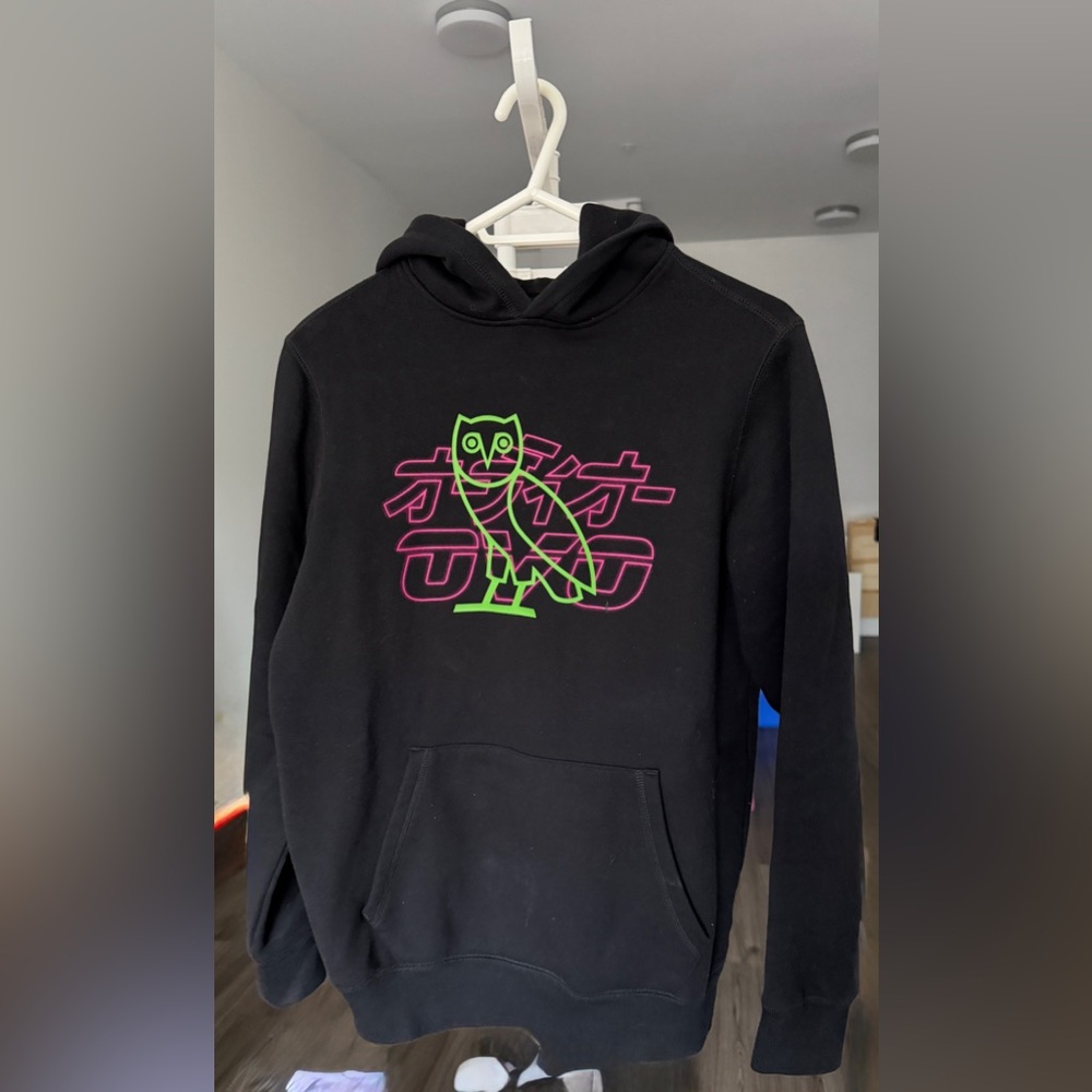 OVO Black Sweater with Neon Green Owl